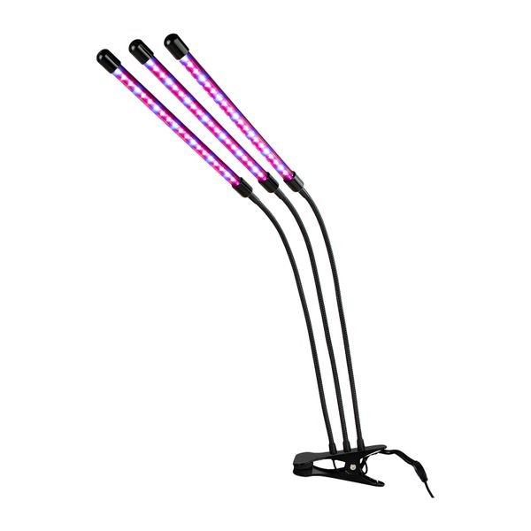 3 Heads Clip Grow Light Red Blue Spectrum 9 Brightness Timer