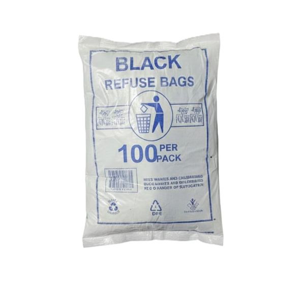 Heavy Duty Dustbin Bags, High-Density Polyethylene, Black, 75cm x 695cm