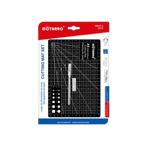 A5 Cutting Technical Rectangular Mat Bord &amp; Knife Blade Set - Black