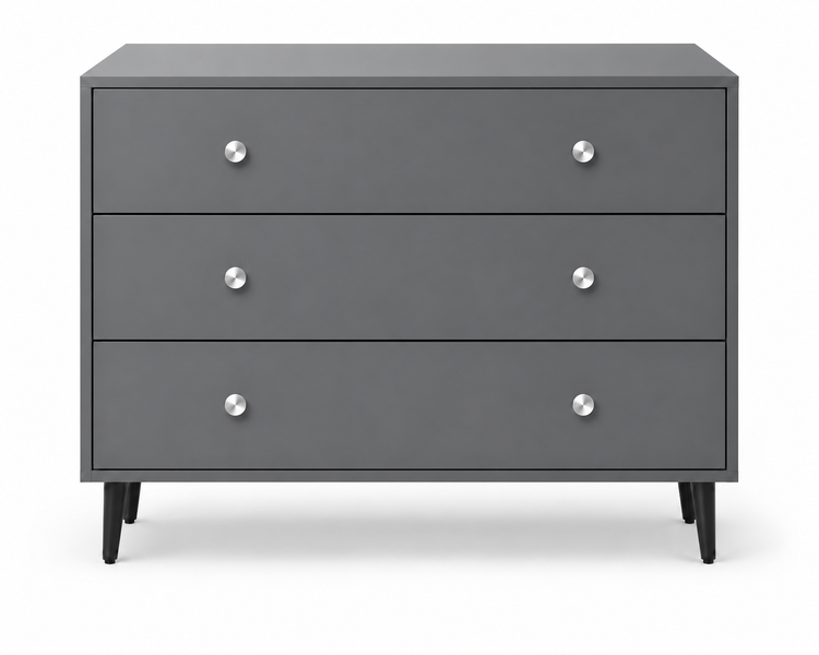 3 Drawer Bedside Table Nightstand Chest Cabinet Grey - 60x40x65cm