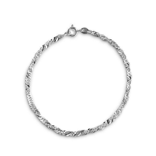 3mm 26cm Sterling Silver Ladies Singapore Anklet