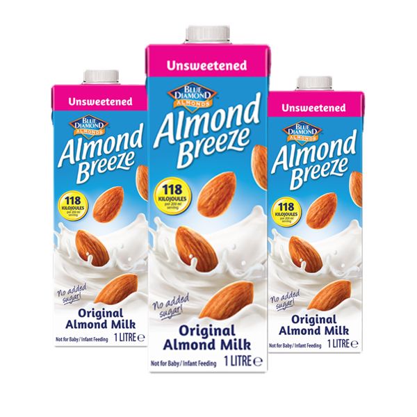 Almond Breeze Almond Milk Unsweetened - 3 x 1L