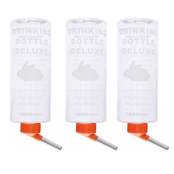 1000Ml Small Animal Drinking Fountain For Guinea Pigfeeder Orange