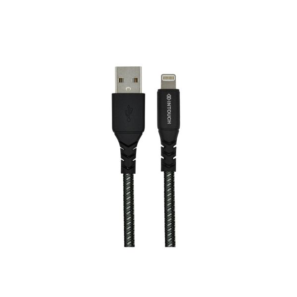 INTOUCH Super Tough Braided Charge &amp;Sync Cable – USB to Lightning - Black