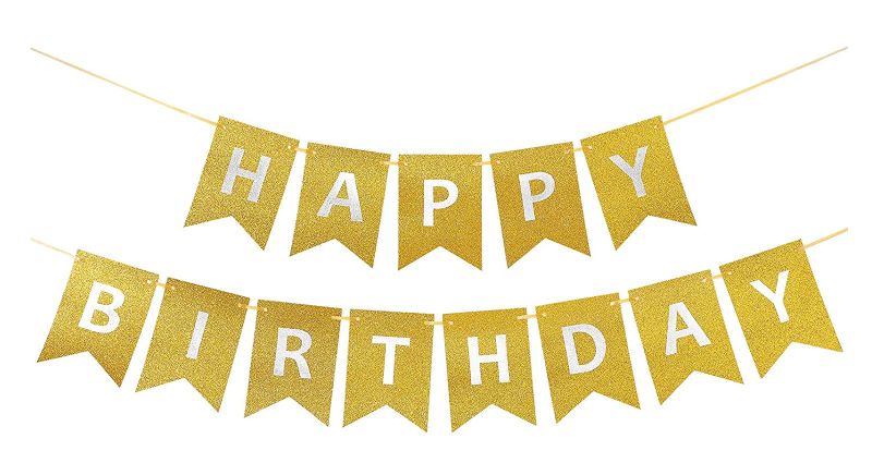 Happy Birthday Glitter Party Flags Banner