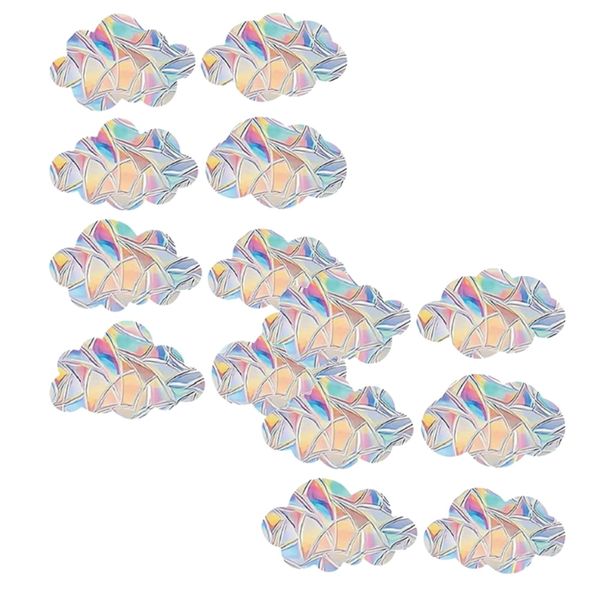Decor 14 Piece Cloud Rainbow Transparent Suncatcher Stickers - 30cm