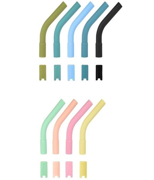 Silicone Straw Tips with Bottom Sleeve Reusable Food Grade Straw for 8mm