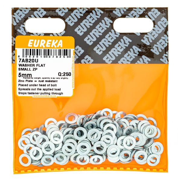 EUREKA Flat Washer Small Zinc Plated 5mm Q:250 7AB20U