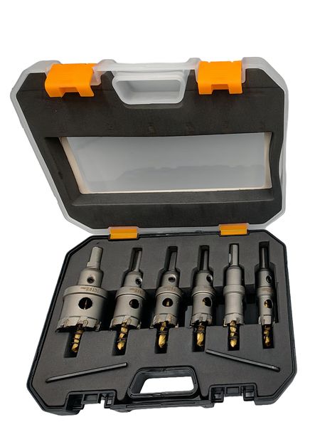6 Piece TCT Hole Saw Set 16-35mm with Centering Drill Bits for Metal Wood