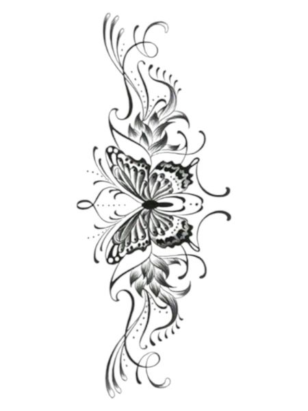 Fluttering Butterfly Semi-Permanent Tattoo - Black