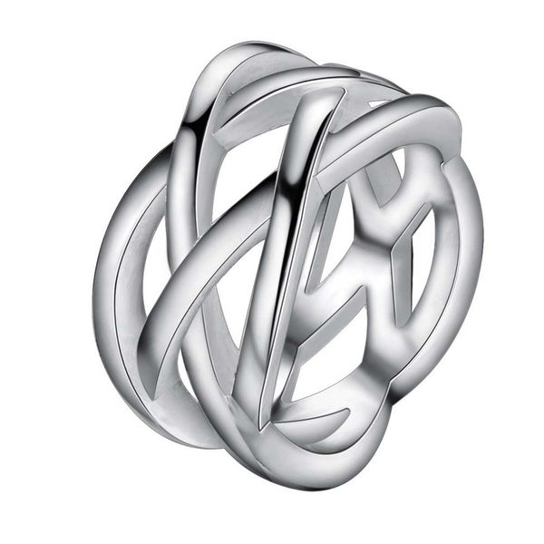 Silver Designer Crossover Ring (Size N1/2)