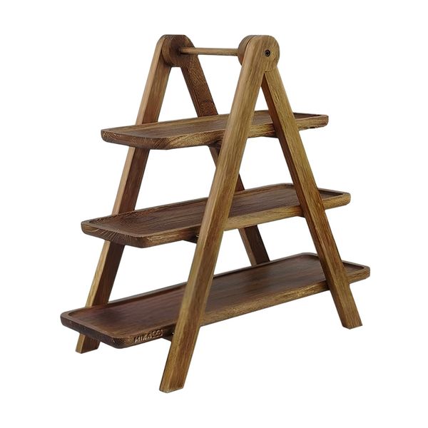 MIkaco 3 Tier Wooden Serving Tray Food Display Stand
