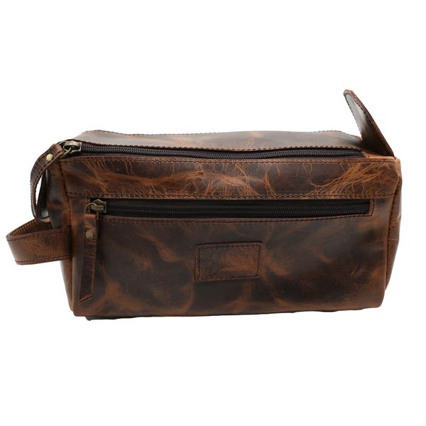 Minx Genuine Leather Timeless Vintage Toiletry Bag
