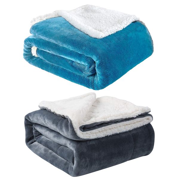 Super Soft Sherpa Blanket, 2 Pieces Value Pack.Available on both sides