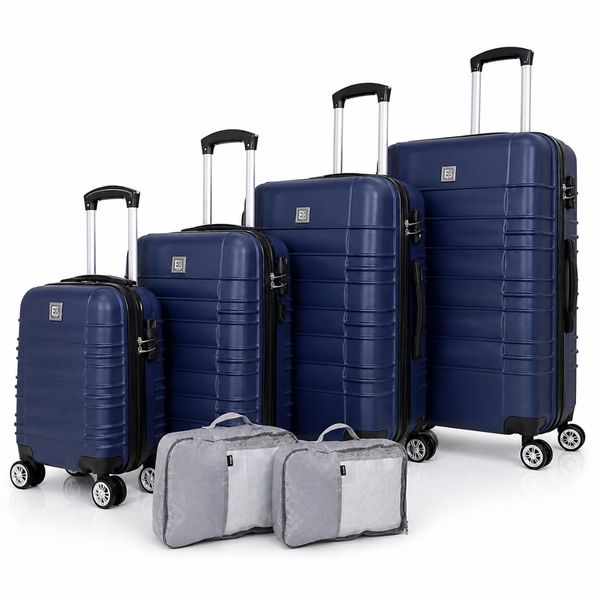 ECO LIFESTYLE AFRICA Santorini Hardshell Luggage Set and Packing Cube -Navy