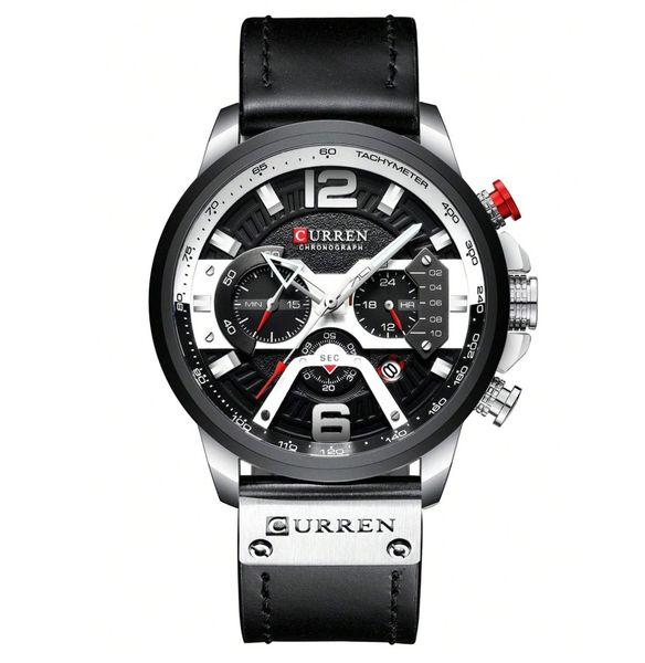 CURREN - Men's Quartz Watch With Triple Dial Functionality - Black &amp; Silver