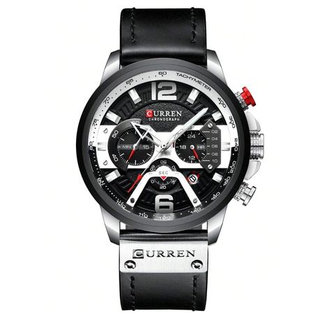 CURREN - Men's Quartz Watch With Triple Dial Functionality - Black & Silver Image