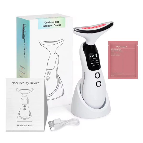 Neck &amp; Face EMS Beauty Device with Bio-Collagen Real Deep Mask