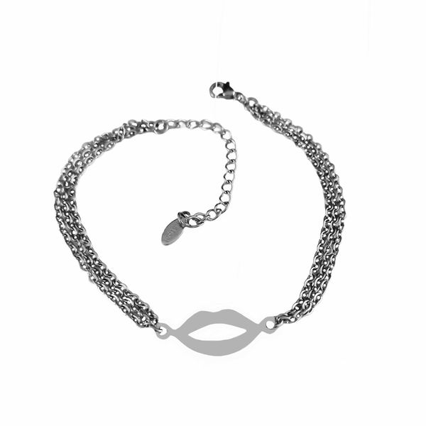 Ladies Stainless Steel Lip Charm Bracelet