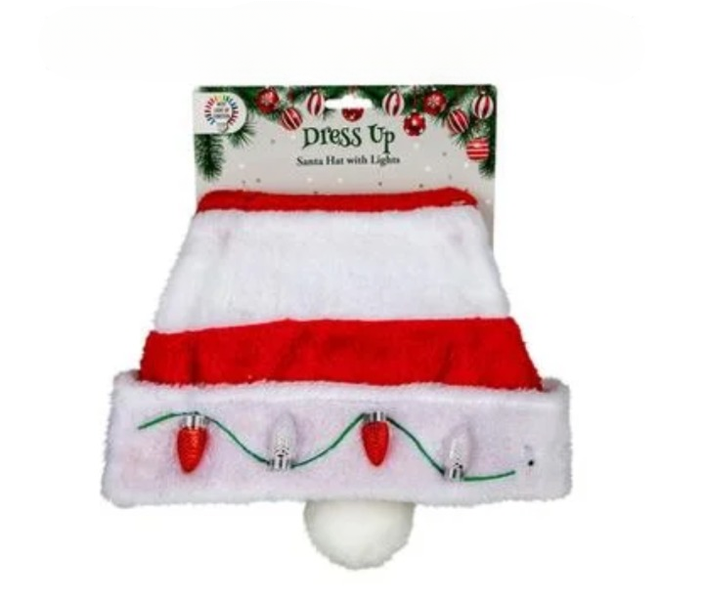 Bright and Jolly Battery-Operated Santa Hat - Flashing LED Holiday Fun