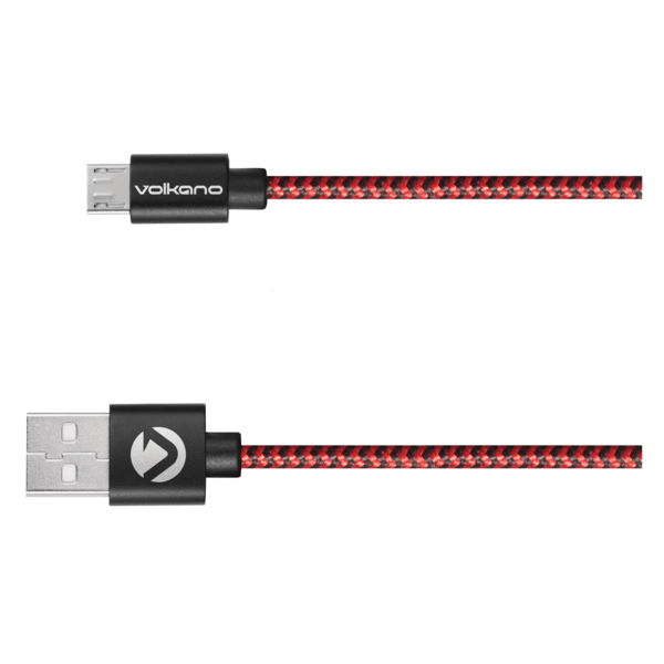 Volkano Braids Series 1.2M Braided Micro USB Cable - Black &amp; Red