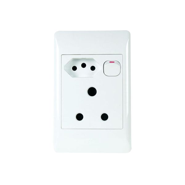 ACDC - 1 x 16A + 1 x New SA Switched Socket 2 x 4 with White Cover Plate