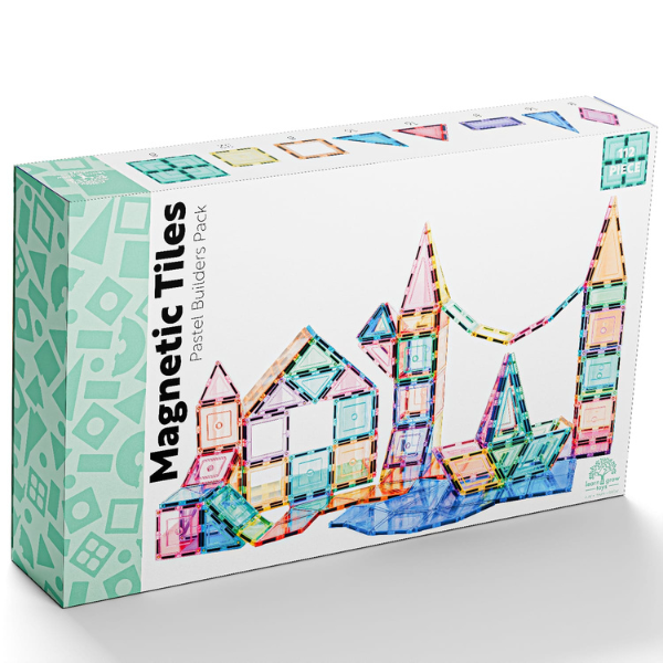 Learn and Grow Magnetic Tiles - Pastel Builders Pack (112 Piece)
