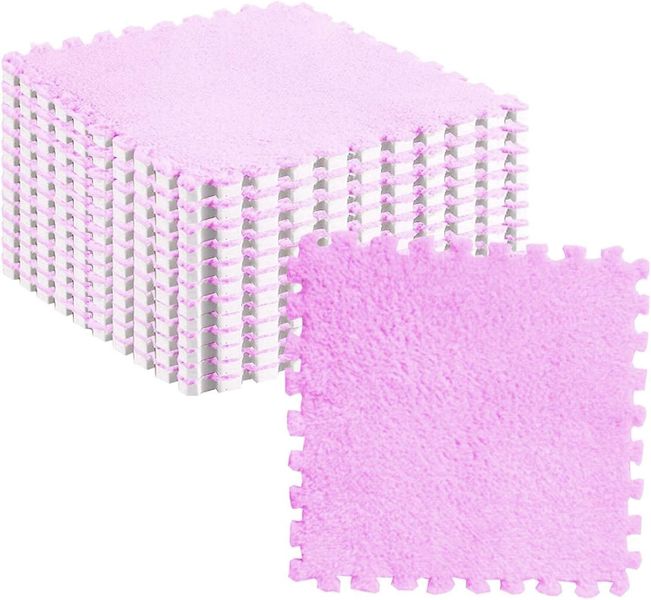 12 Piece Thickened Plush Foam Interlocking Floor Mat, Carpet Tiles