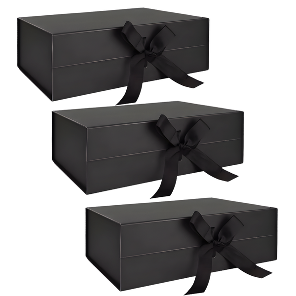 Bestby - 34x24.6x13cm Collapsible Magnetic Gift Box with Ribbon (3 Pack)