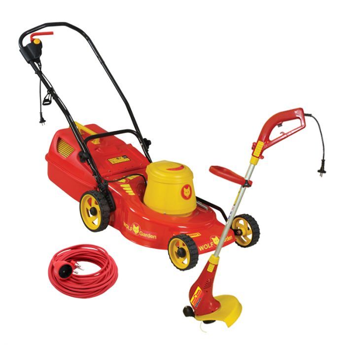 Wolf Lawnmower 2200W+650W Trimmer+20M Ext Cord