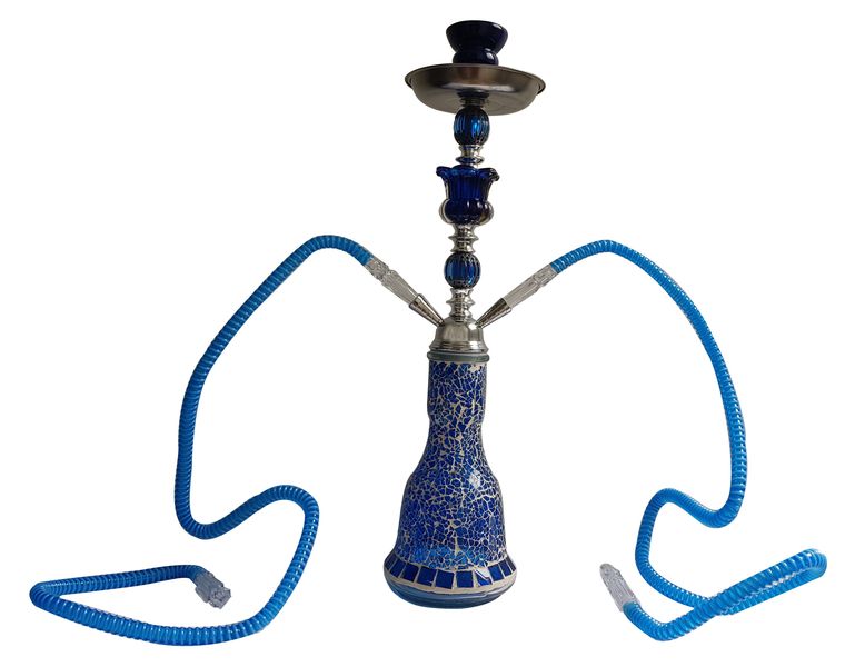 Mosaic Glass Tall Hookah Twin Pipe - Hubbly Bubbly - Blue