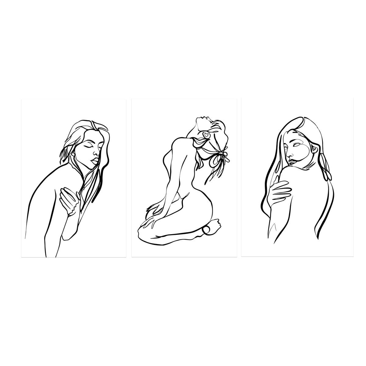 Line Art Woman Set of 3 - A3 Unframed Prints