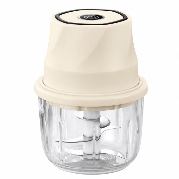 Cordless Food Processor 350ml Glass Chopper with 6 Stainless Steel Blades