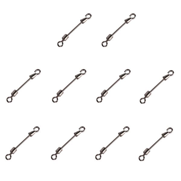 Camping Fishing Swivels Snap Steel Line Wire Open Connecter Set of 10
