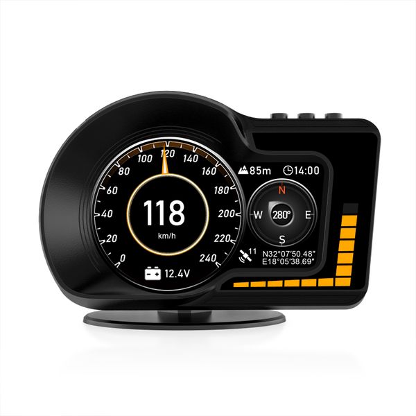 Car HUD Head Up Display P15,OBD+GPS Smart Gauge, Works Great for Most Cars