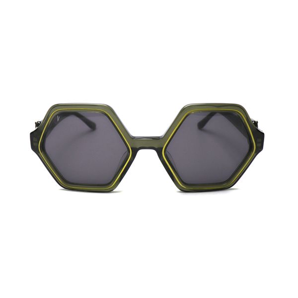 Vialli Hex Primo Sunglasses in Clear Dark Grey - Large