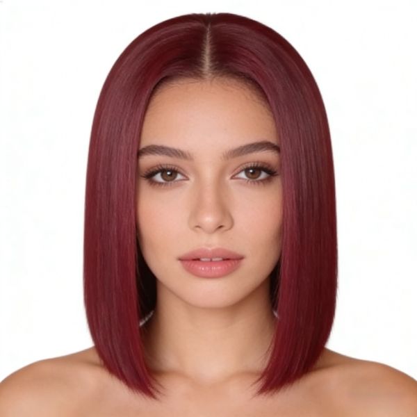 Wine Red 8-inch Short Straight Realistic Synthetic Hair Cover