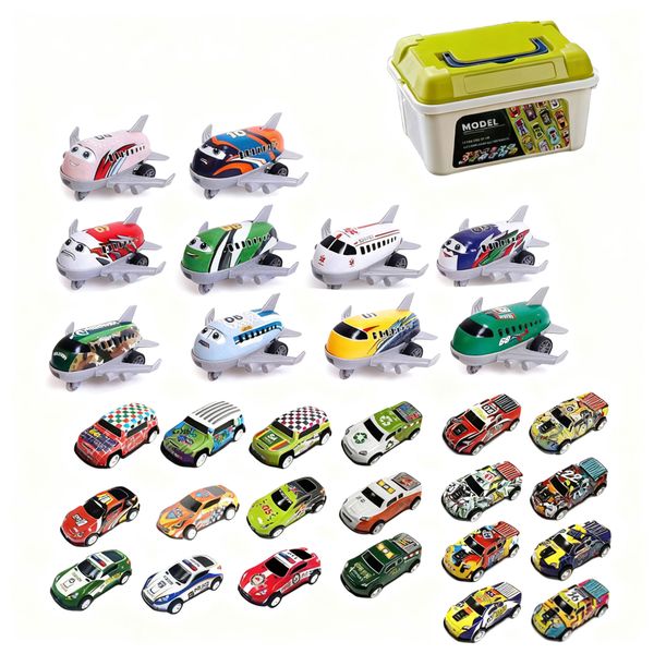 20 Pull Back Cars and 10 Airplanes with Storage Box - Party Favors Bulk