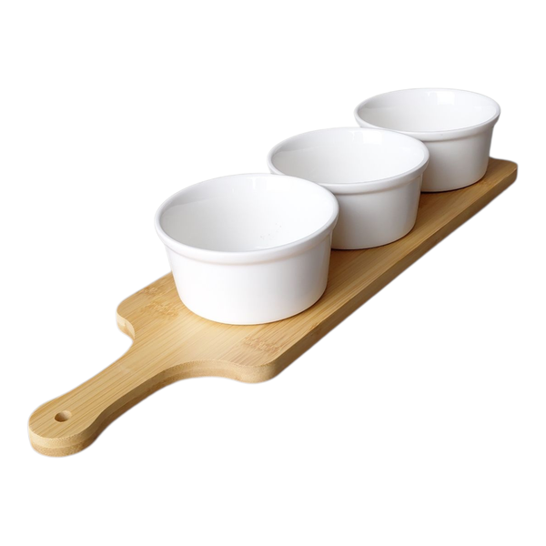 3pc Bowl Set 10x5cm With Bamboo Tray