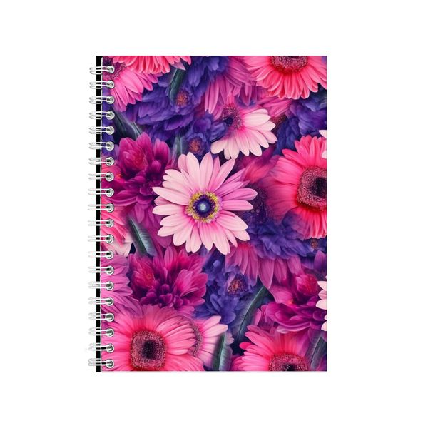 Pink Gerbera Daisies And Purple Notebook Art Gift Idea Notepad Pad 114