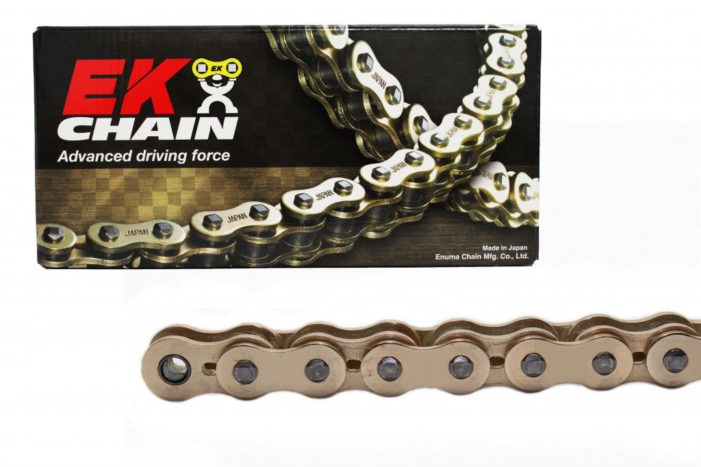 EK525ZVX3 128 link gold ZX ring heavy duty chain with rivet link