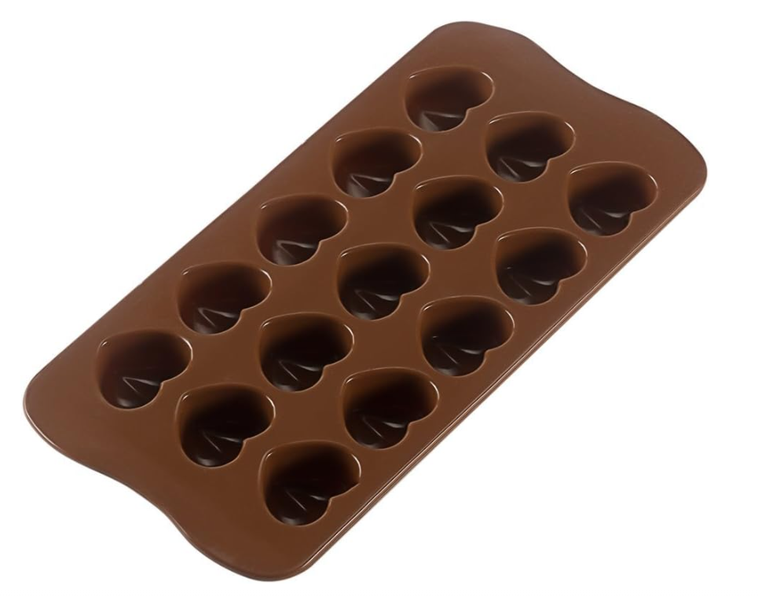 Heart-shaped silicone candy and chocolate mold
