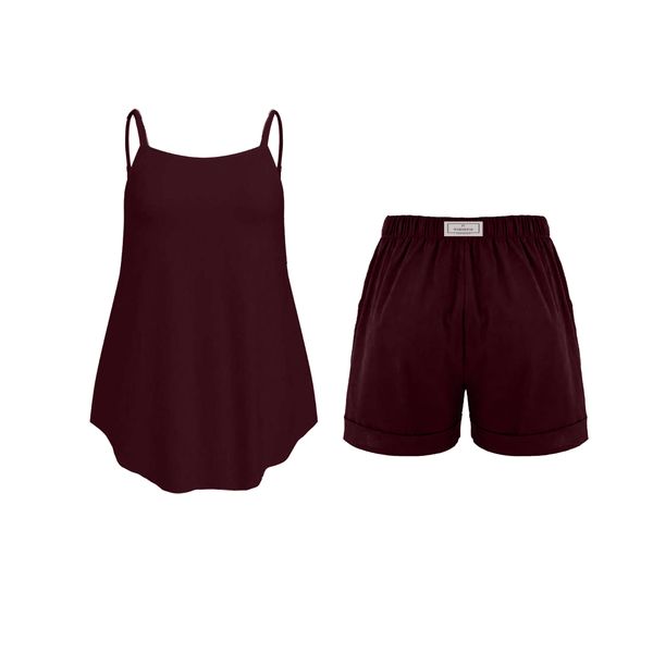 PJ Warehouse Midnight Cherry Strappy Top and Shorts PJ Set