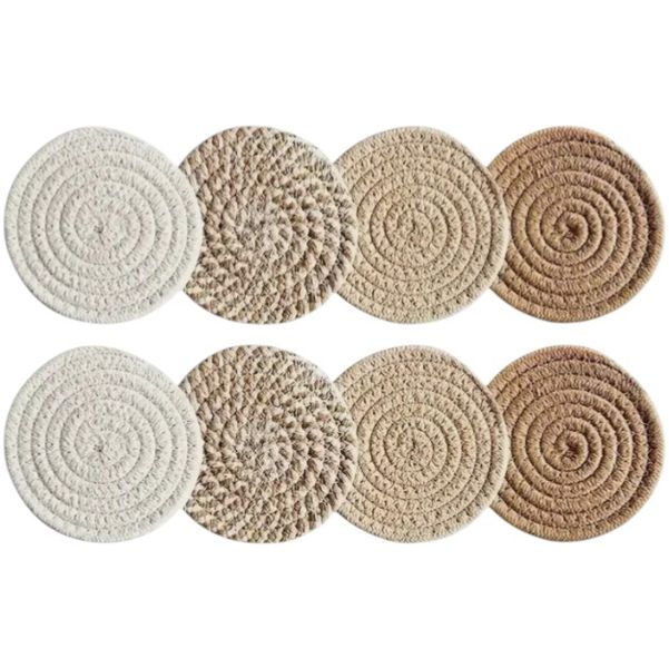 8 Pack - Elegant Nordic-Style Round Drink Mats - Multicolor
