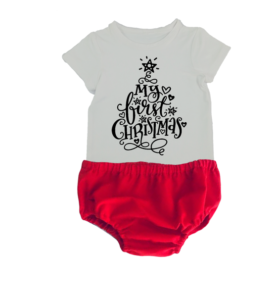 Baby Christmas outfit-Red nappy cover-My first Christmas