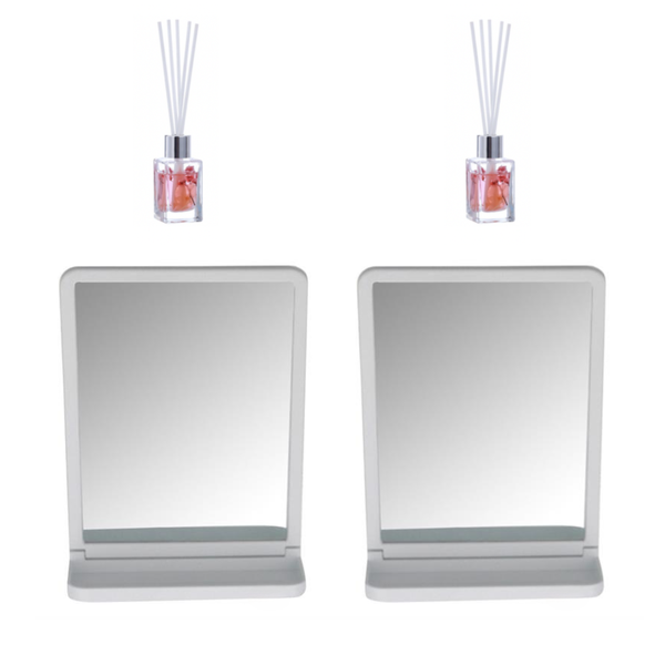 Modern Mirror with Suction Cup + 30ml Reed Aroma Diffuser - 2 Pack
