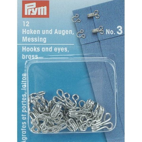 Prym Metal Spring Dress / Corset Hooks and Eyes, Size 1,2,3, Silver | Black