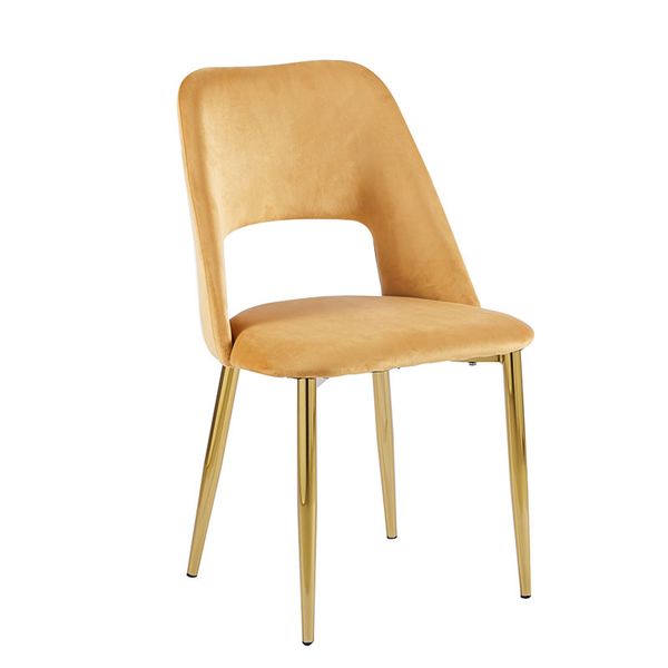 Modern Velvet Dining Chair with Golden Accented Metal Legs
