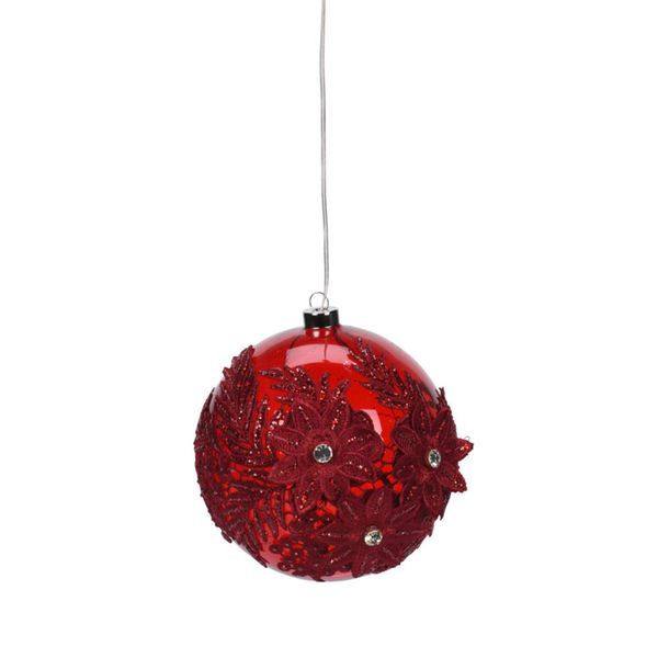 ECO Christmas Glass Ball LED with flower embroidery
