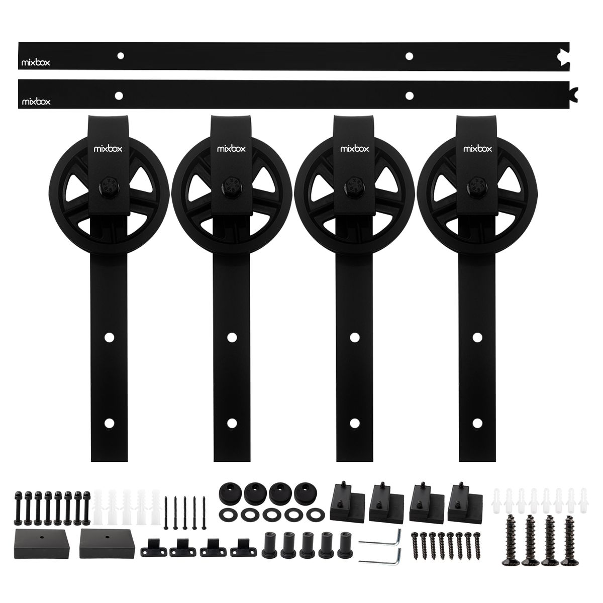 Mix Box Double Door Sliding Barn Door Track Hardware Kit - 2m